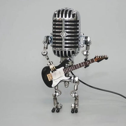 Edgy Metal Robot Table Lamp with Music Theme