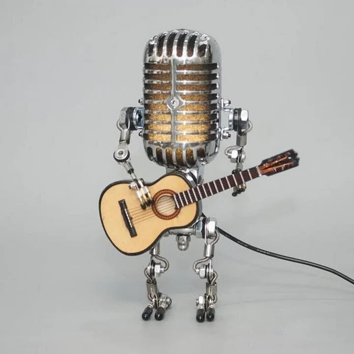 Edgy Metal Robot Table Lamp with Music Theme - Halri