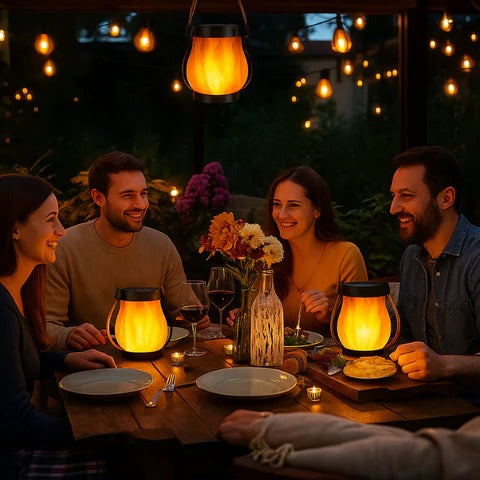 Warm Outdoor Solar Flame Light