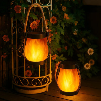 Warm Outdoor Solar Flame Light