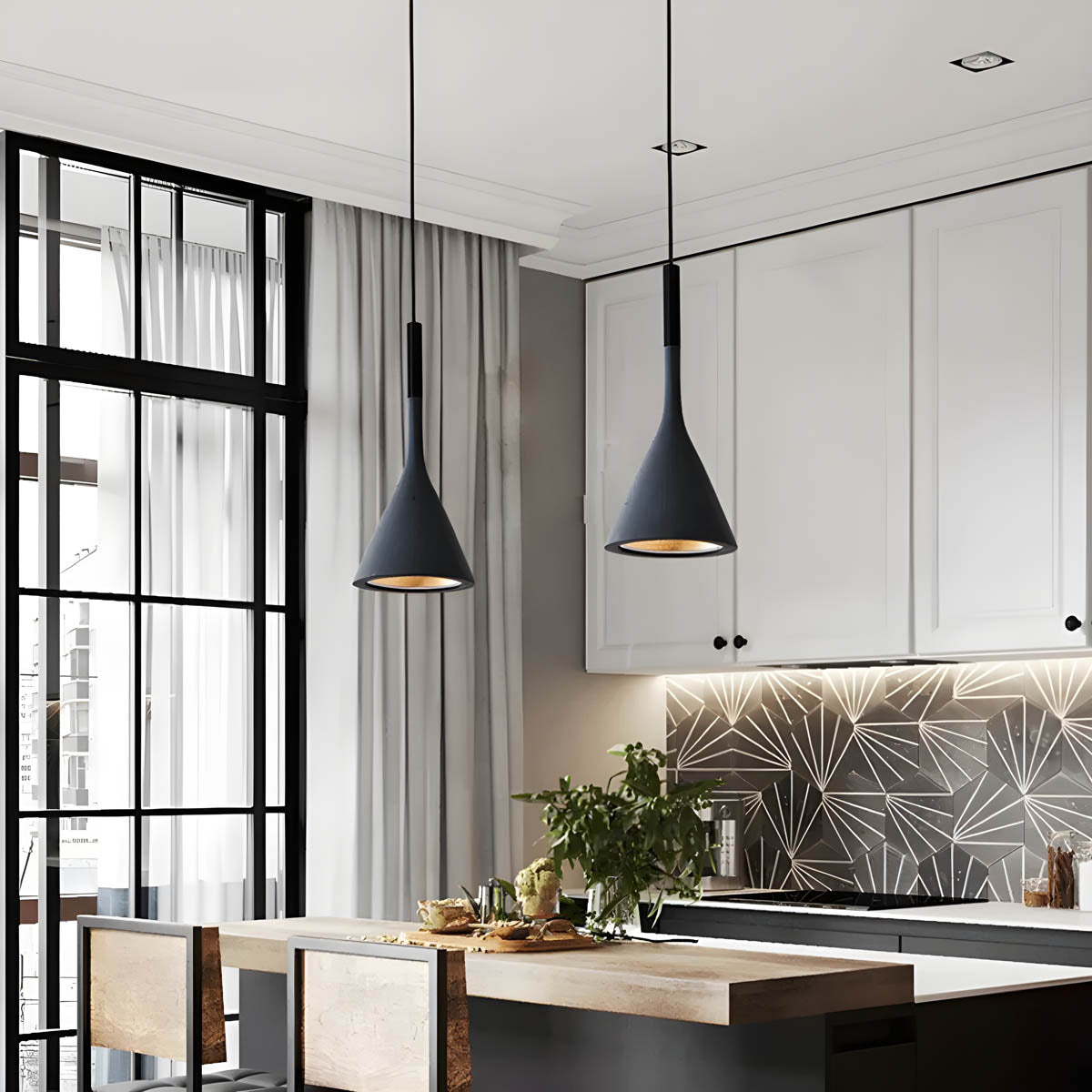 Nordic Black Pendant Light in Minimalist Cone Design