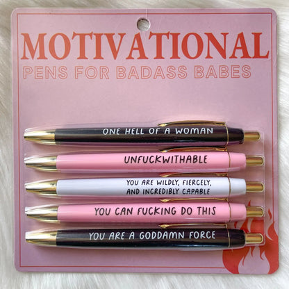 Fun Inspirational Quote Pen Set (5 Pack) - Halri
