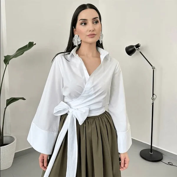 Floral Top With Adjustable Waist Tie - Halri