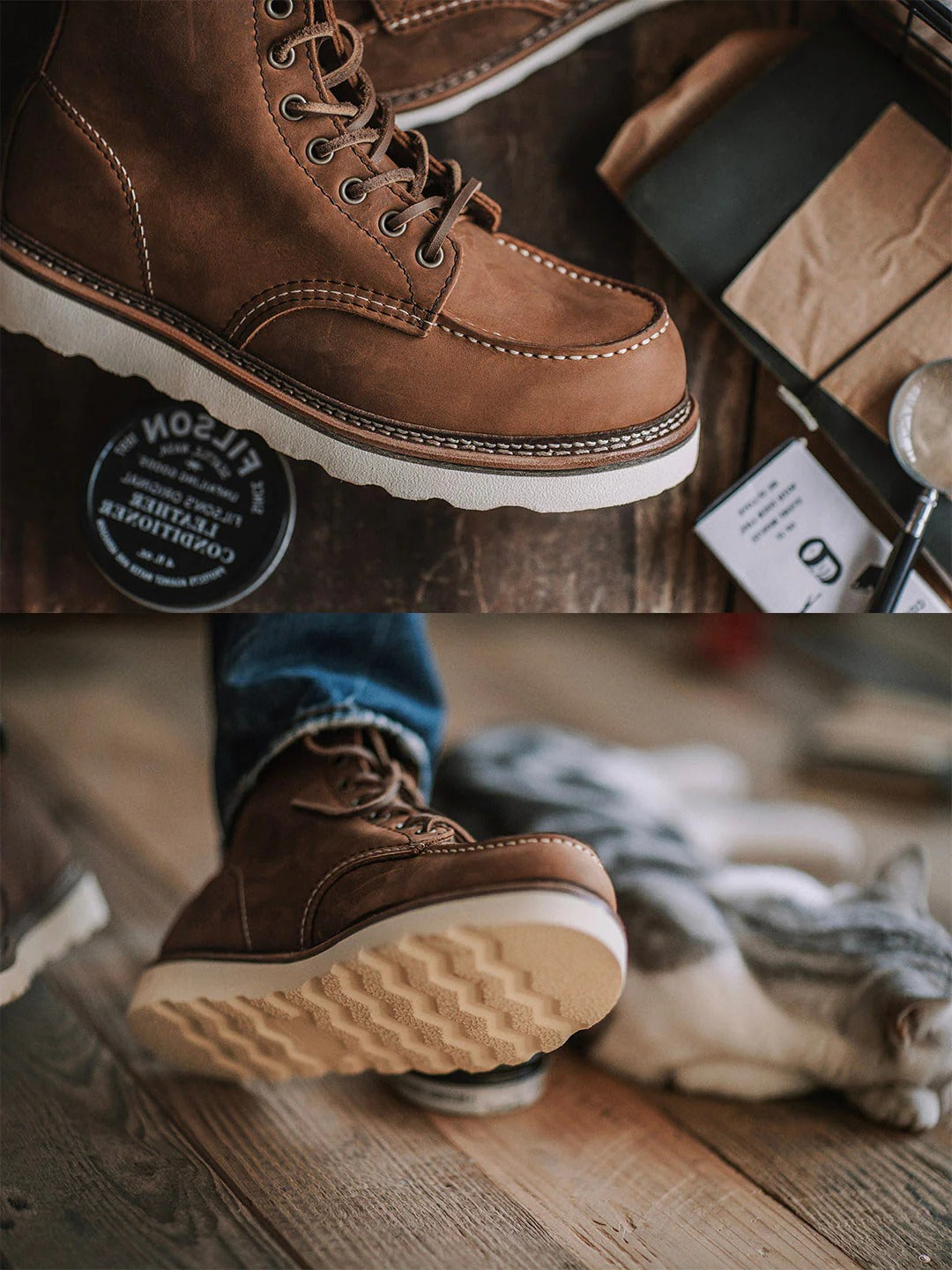 Men's Premium Leather Lace Up Work Boots