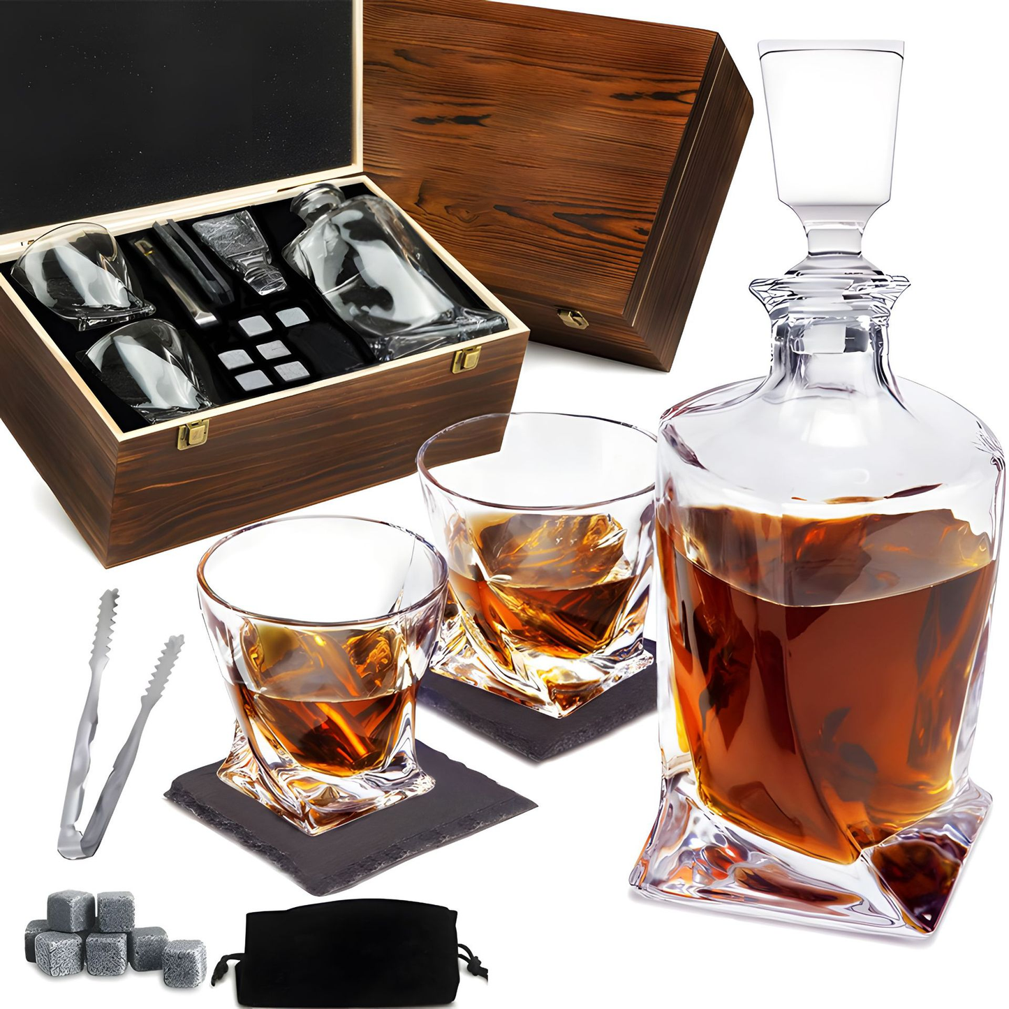 Elegant Crystal Whisky Decanter Set - Halri