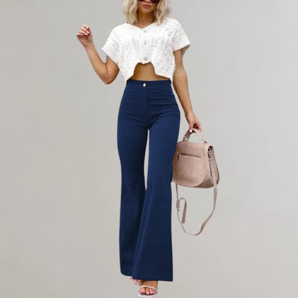 Fashionable Wide Leg Corduroy Pants