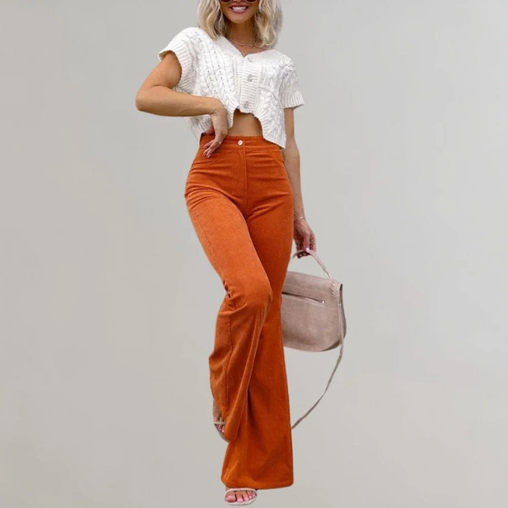 Fashionable Wide Leg Corduroy Pants