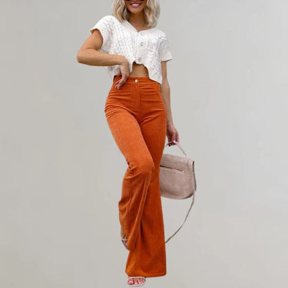 Fashionable Wide Leg Corduroy Pants