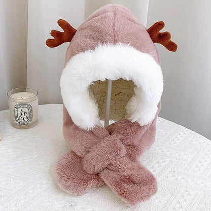 Soft Fuzzy Beanie Scarf Set for Winter
