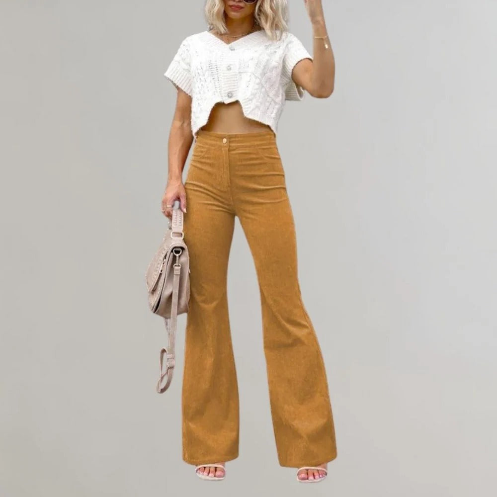 Fashionable Wide Leg Corduroy Pants