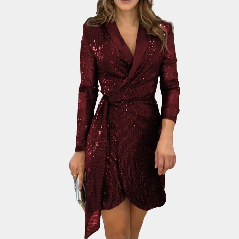 Classic Women's Jacket Dress With Waist Belt - Halri