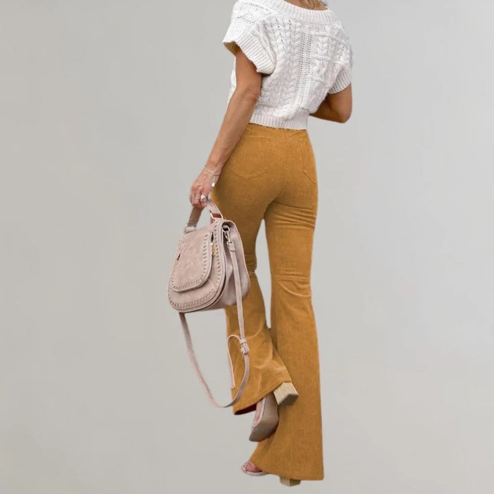 Fashionable Wide Leg Corduroy Pants