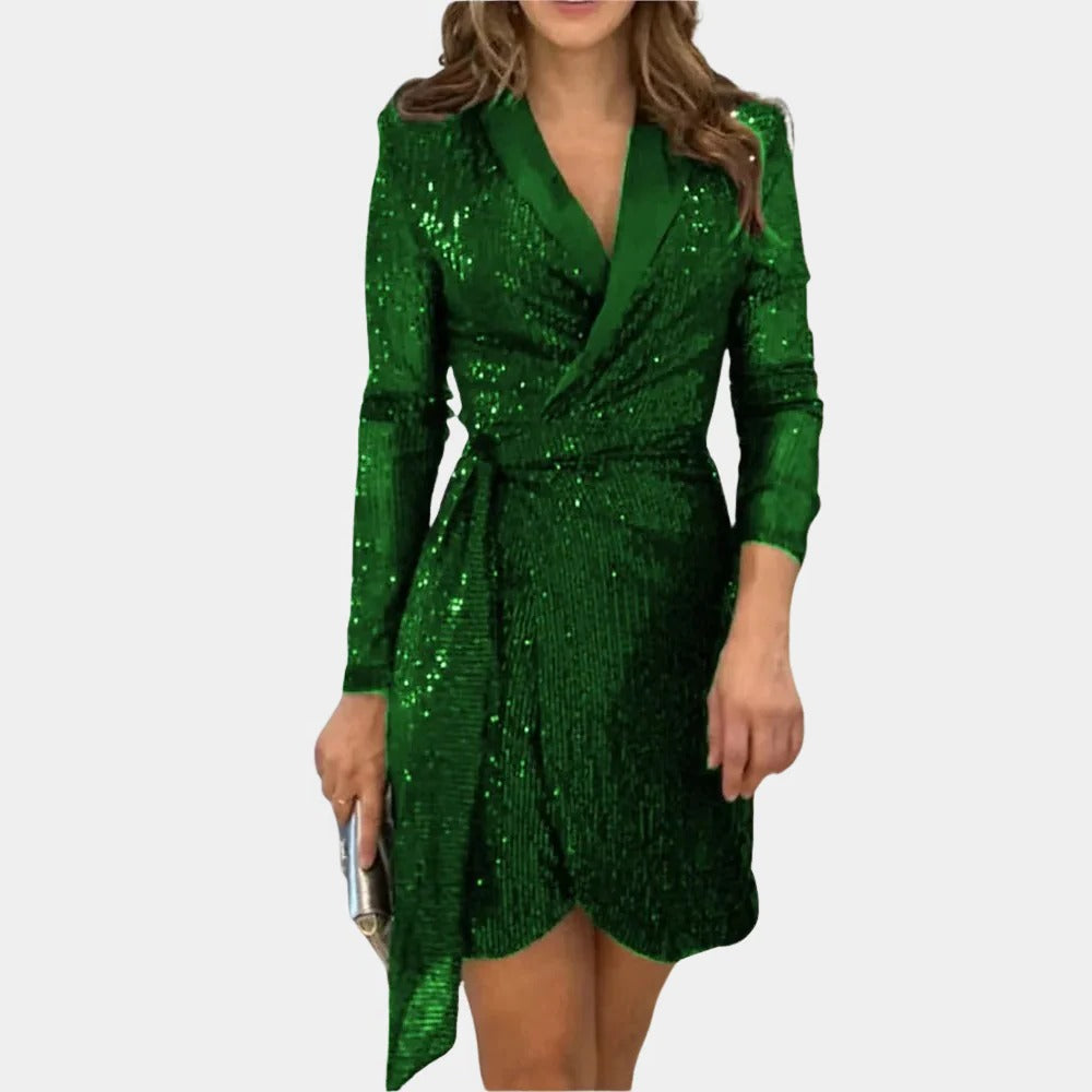 Classic Women's Jacket Dress With Waist Belt