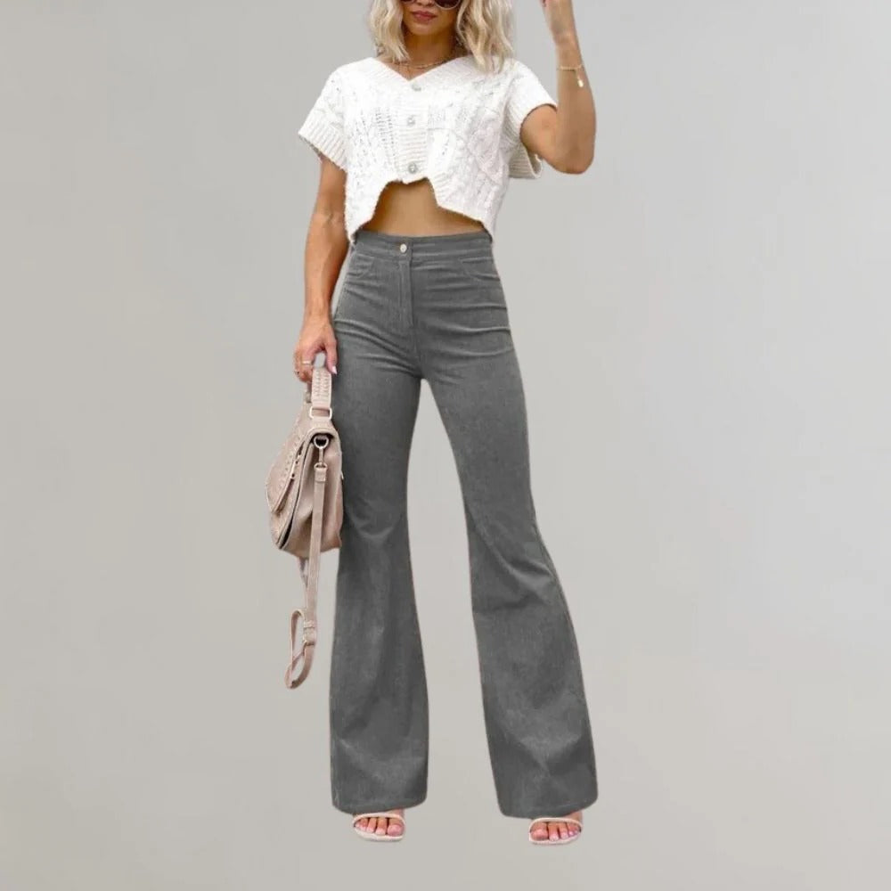 Fashionable Wide Leg Corduroy Pants