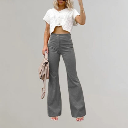 Fashionable Wide Leg Corduroy Pants