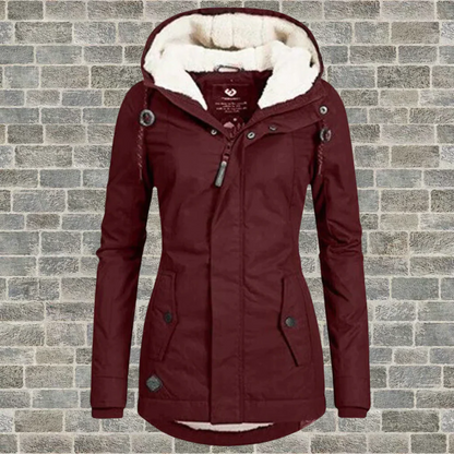 Fitted Hooded Cotton Parka Coat