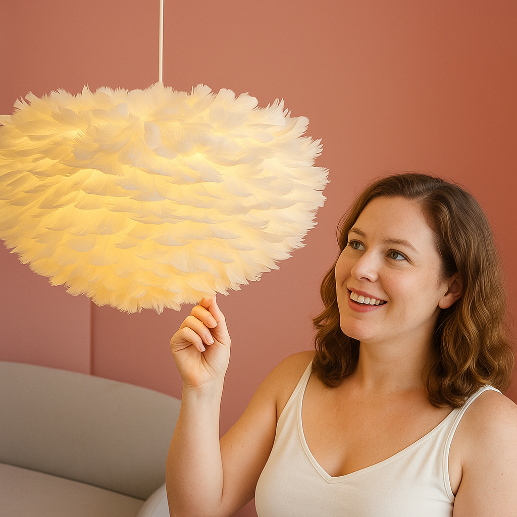 Fluffy White Downlight Chandelier Pendant - Halri