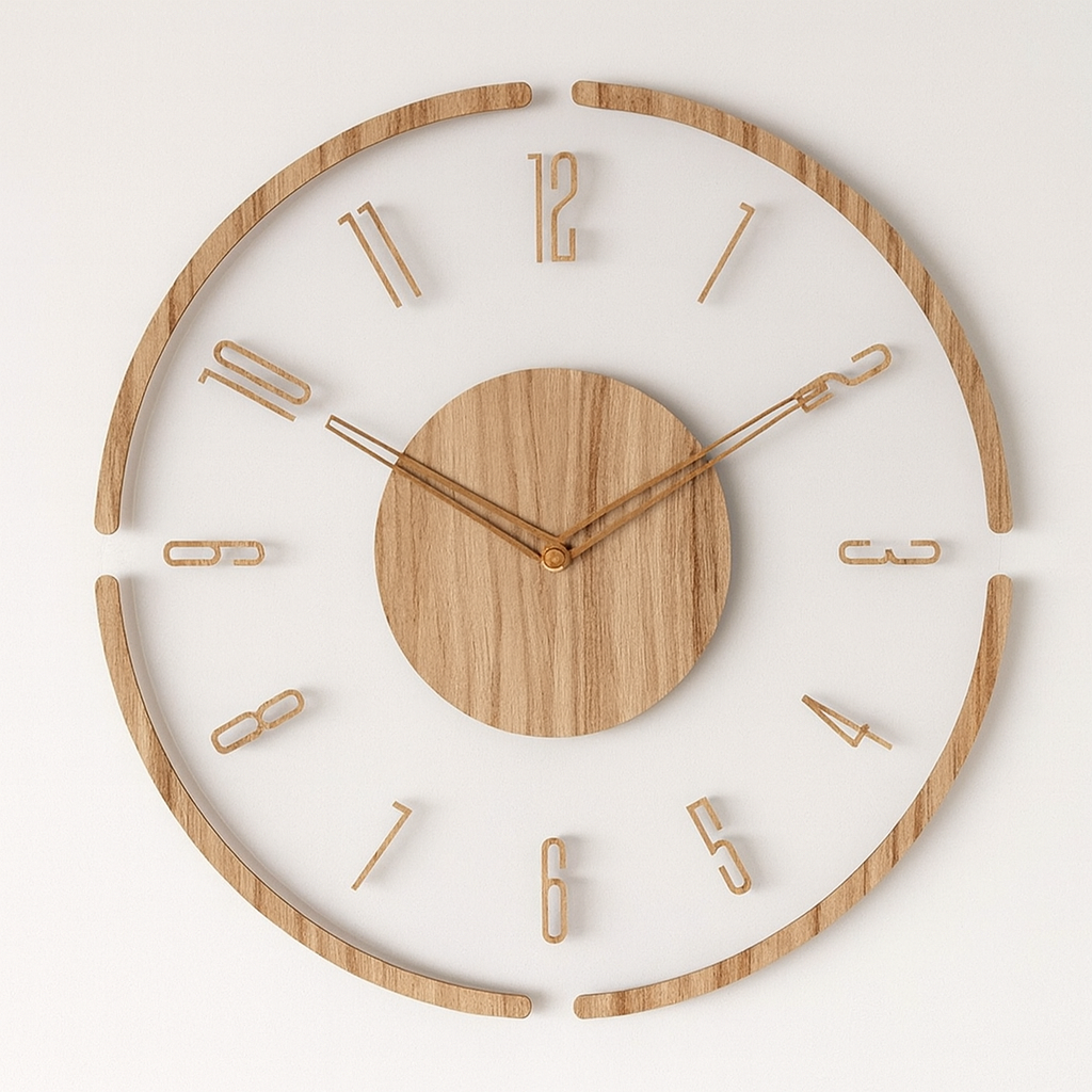 Rustic Wooden Wall Clock with Glass Face - Halri