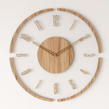 Rustic Wooden Wall Clock with Glass Face - Halri