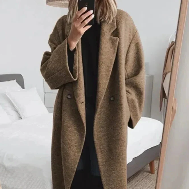 Luxurious Women's Long Cashmere Trench Coat