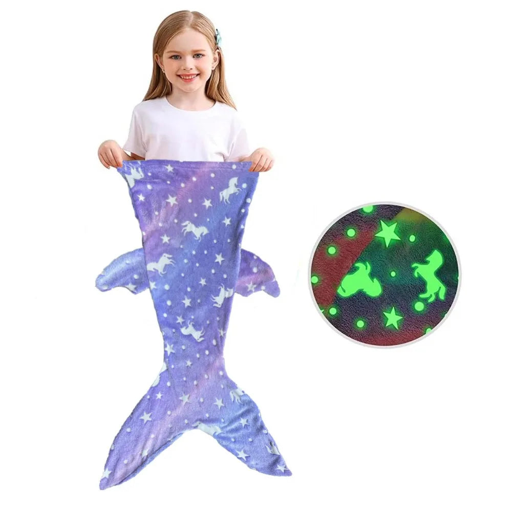 Colorful Glow Mermaid Kids Sleeping Bag