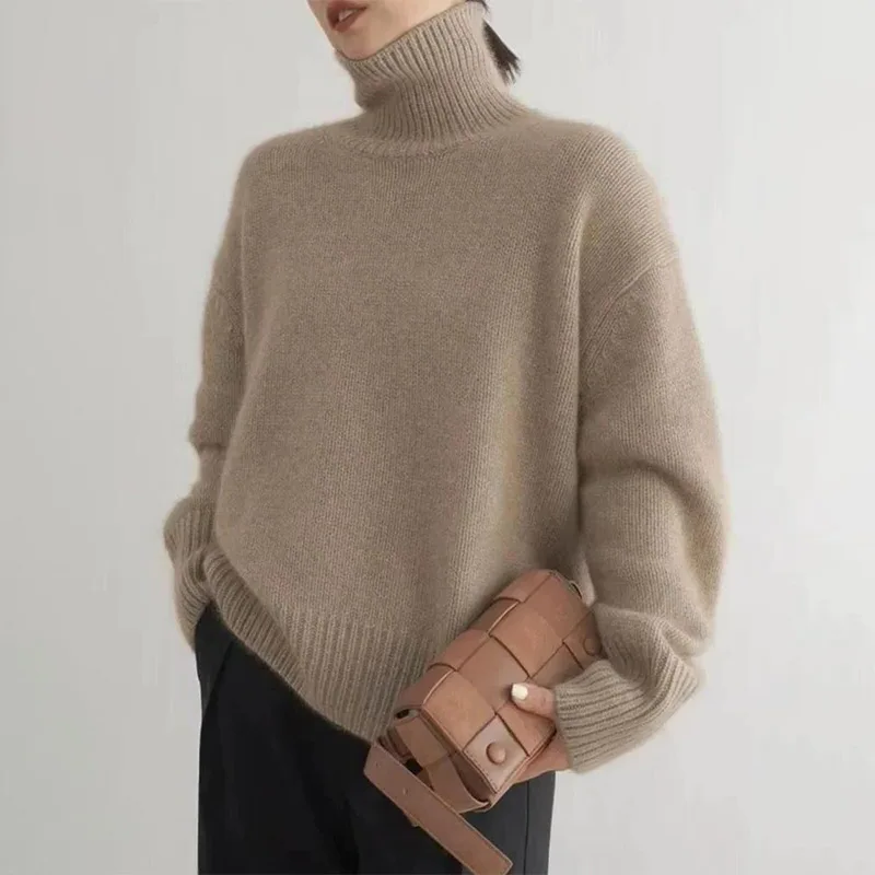 Warm High Neck Knit Sweater - Halri