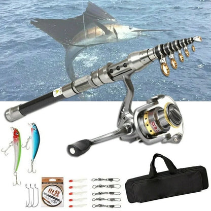 Compact Travel Fishing Rod & Reel Combo Set - Halri