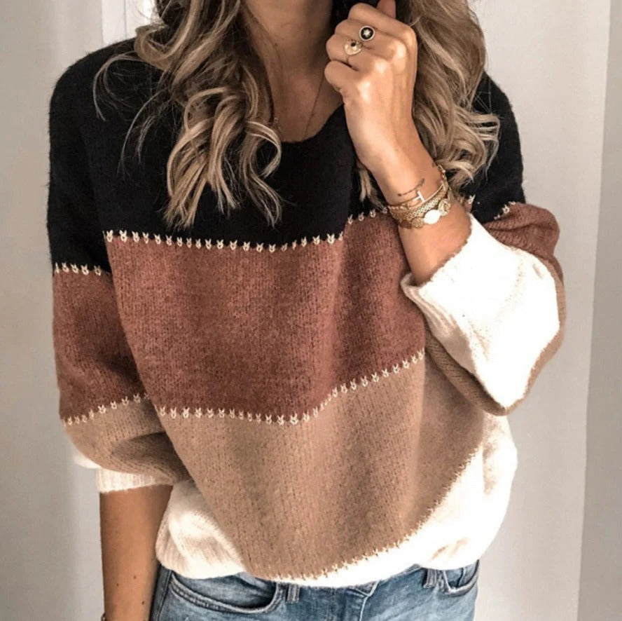 Multicolored Soft Cashmere Crew Sweater