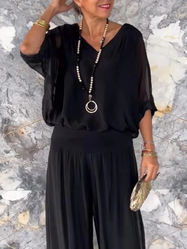 Flowy 2-Piece Wide Leg Chiffon Pants