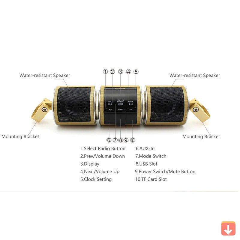Waterproof Bike Bluetooth Speaker with Radio