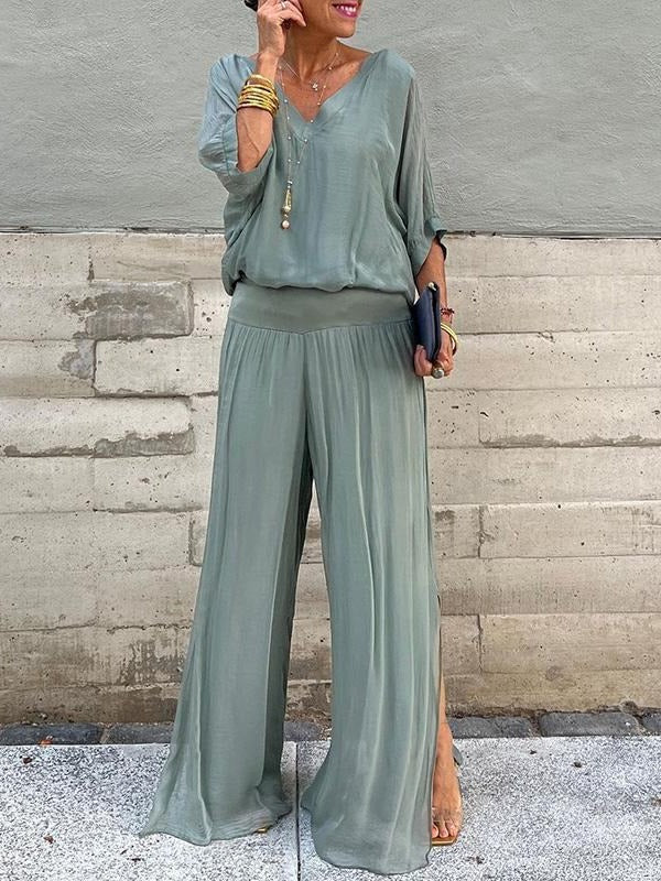 Flowy High-Waisted Wide Leg Chiffon Pants