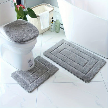 Plush Bathroom Mat Set - Anti-Slip, Fast Dry, Machine Washable - Halri