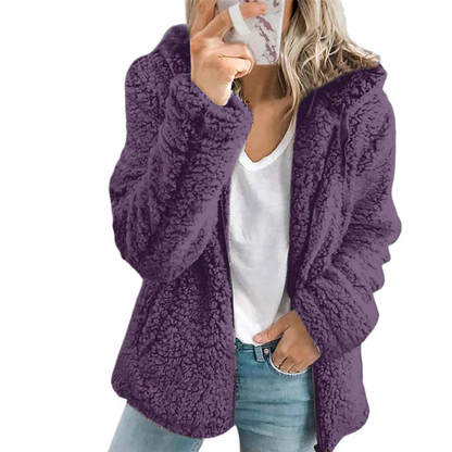 Warm Faux Fur Teddy Coat with Pockets and Zipper