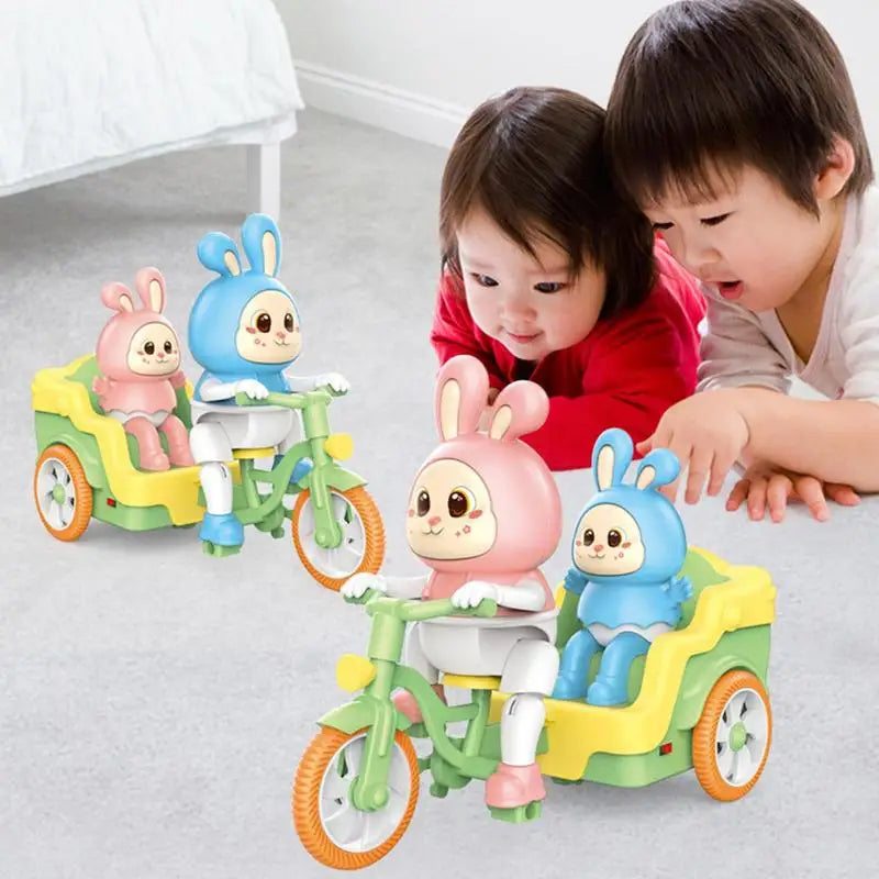 Colorful Rabbit Pull Along Bike Toy with Cart - Halri