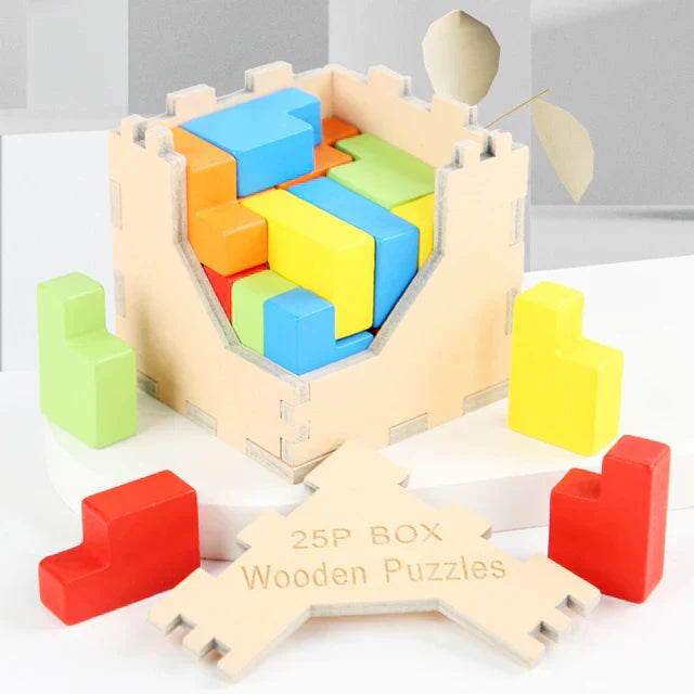 Fun Interactive 3D Wood Tetris Brain Teaser Toy