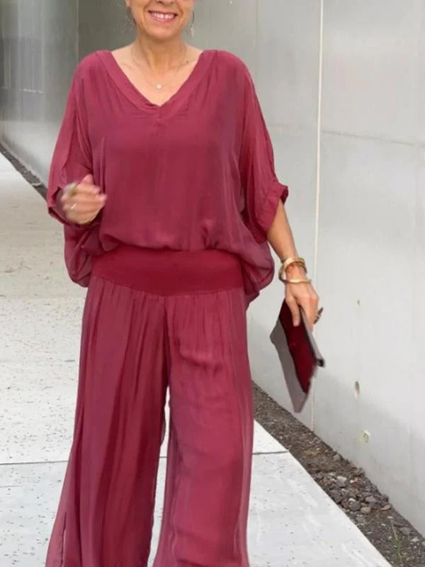 Flowy High-Waisted Wide Leg Chiffon Pants