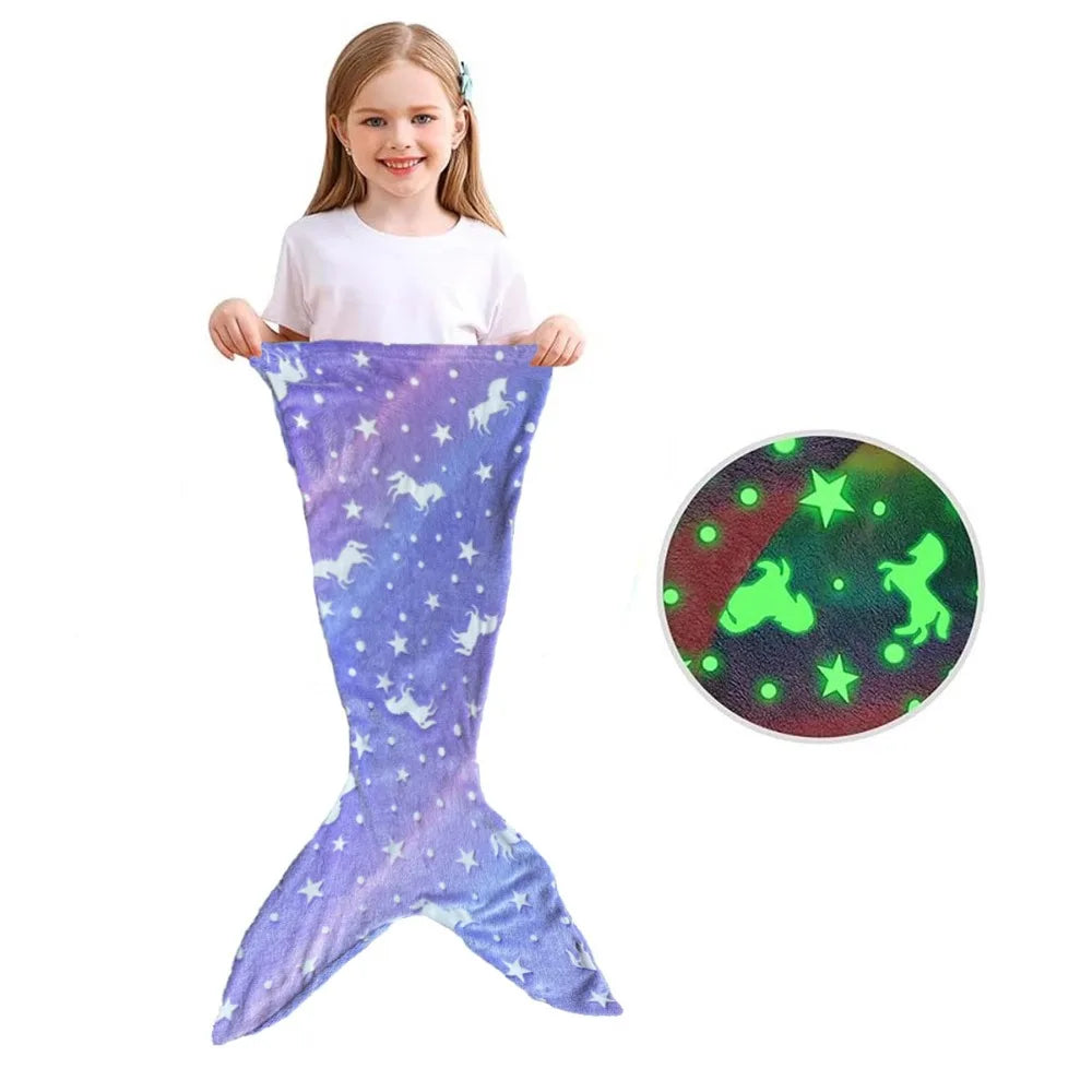 Colorful Glow Mermaid Kids Sleeping Bag