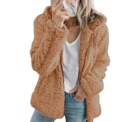 Warm Faux Fur Teddy Coat with Zipper Pockets