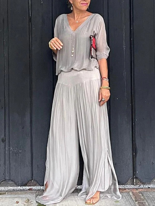 Flowy 2-Piece Wide Leg Chiffon Pants