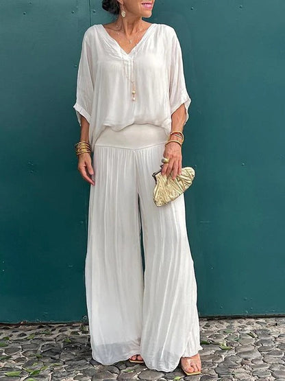 Flowy High-Waisted Wide Leg Chiffon Pants