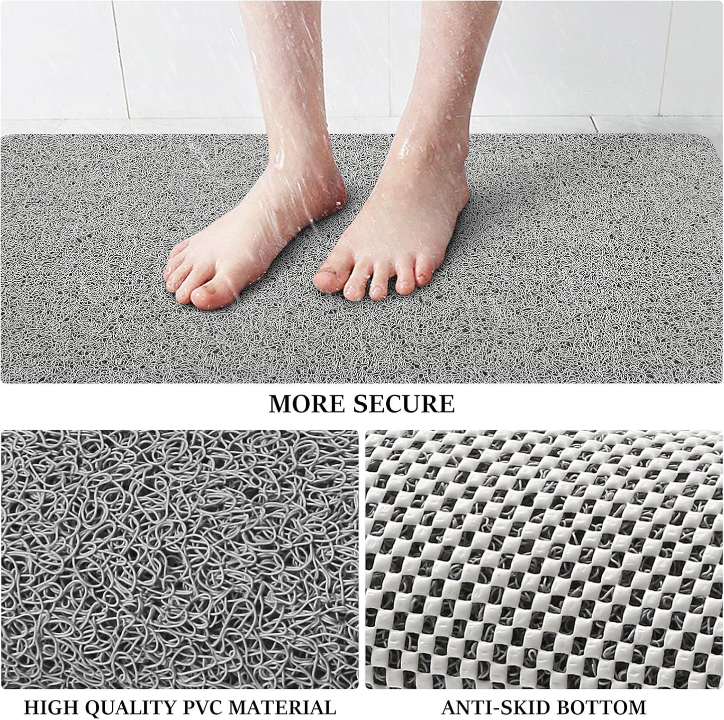 Grip Bathroom Shower Mat with Fast Drainage and Support