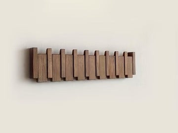 Rustic Wood Coat Rack with Strong Folding Hooks