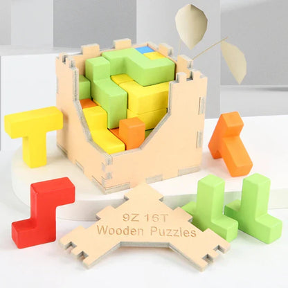 Fun Interactive 3D Wood Tetris Brain Teaser Toy - Halri