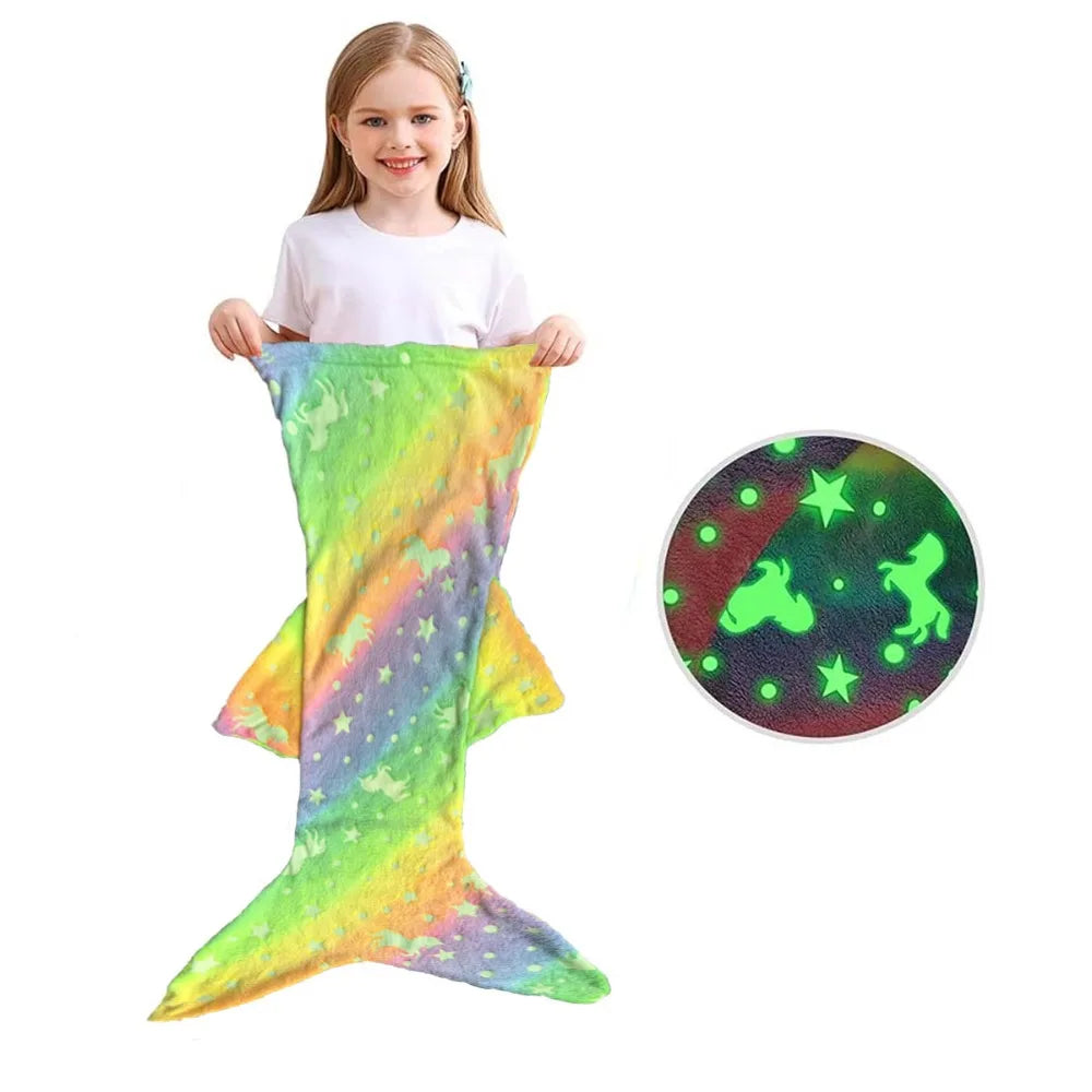 Colorful Glow Mermaid Kids Sleeping Bag