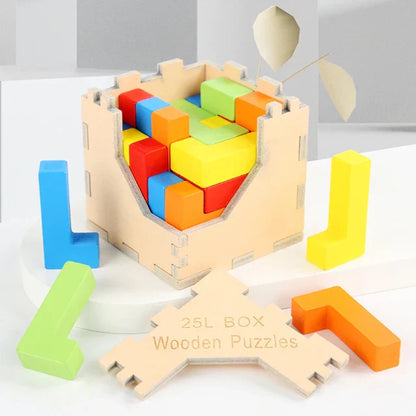 Fun Interactive 3D Wood Tetris Brain Teaser Toy