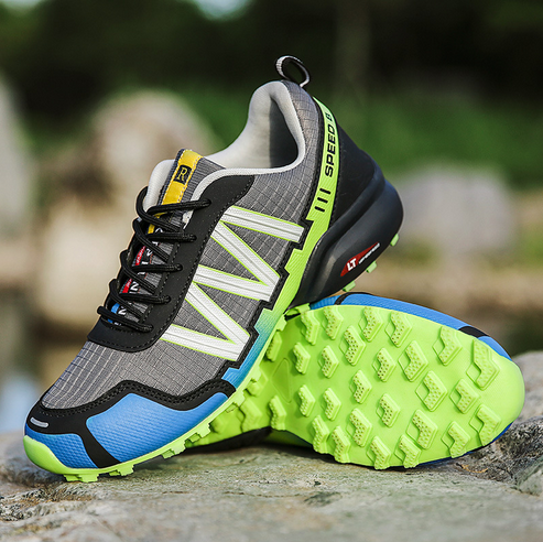 Tough Outdoor Hiking Boots Blue Green
