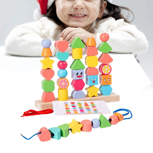 Wooden Educational Building Blocks with Bright Shapes - Halri