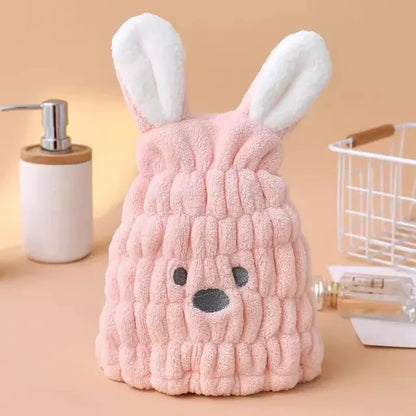 Fast & Soft Bunny Ear Microfiber Hair Drying Cap - Halri