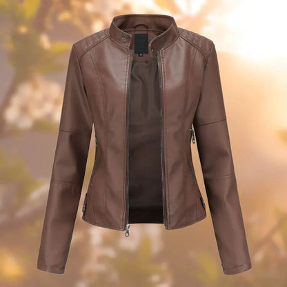 Ladies Genuine Leather Biker Jacket