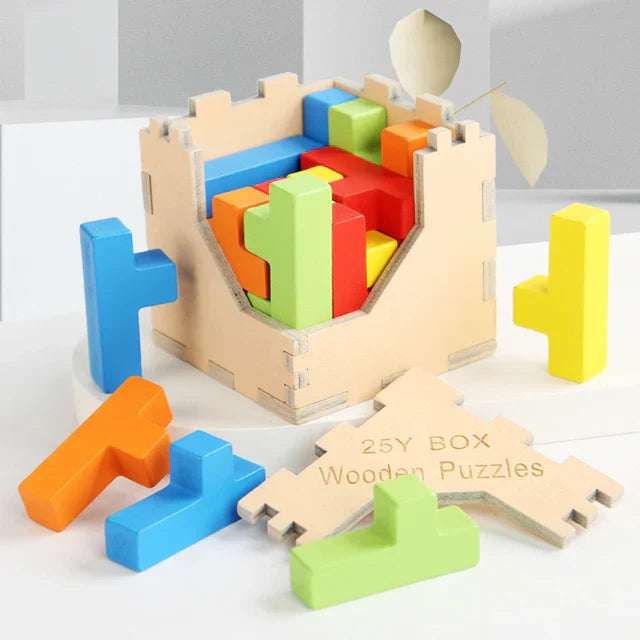 Fun Interactive 3D Wood Tetris Brain Teaser Toy